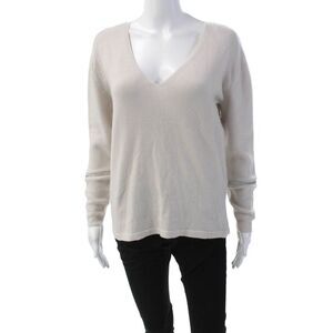 Max & Moi Womens Cashmere Long Sleeves V Neck Sweater Light Grey Size EUR 36